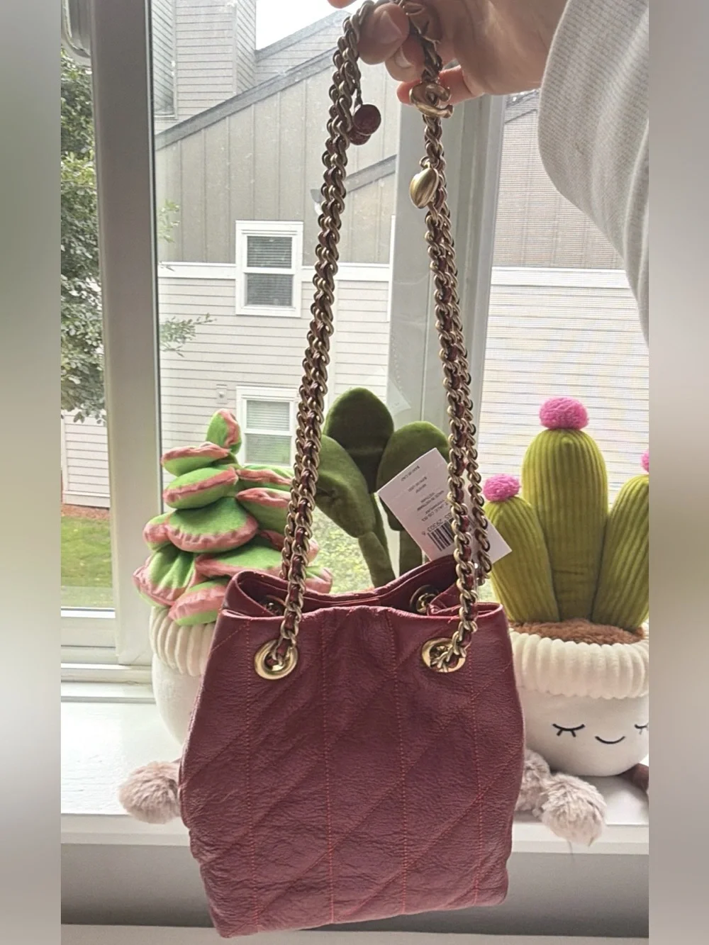 NWT 🍒 Coach Poppy Jade Drawstring Bag With Quilting